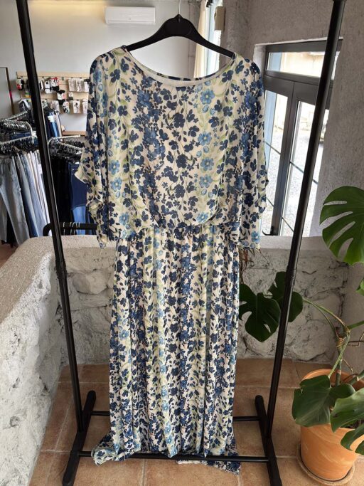 Φόρεμα Maxi Plus Size Φλοράλ Σε Απόχρωση Μπλε