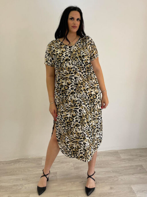 Φόρεμα Midi Plus Size Leopard Print