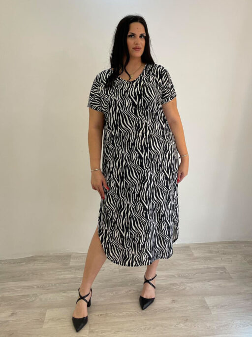Φόρεμα Midi Plus Size Zebra Print