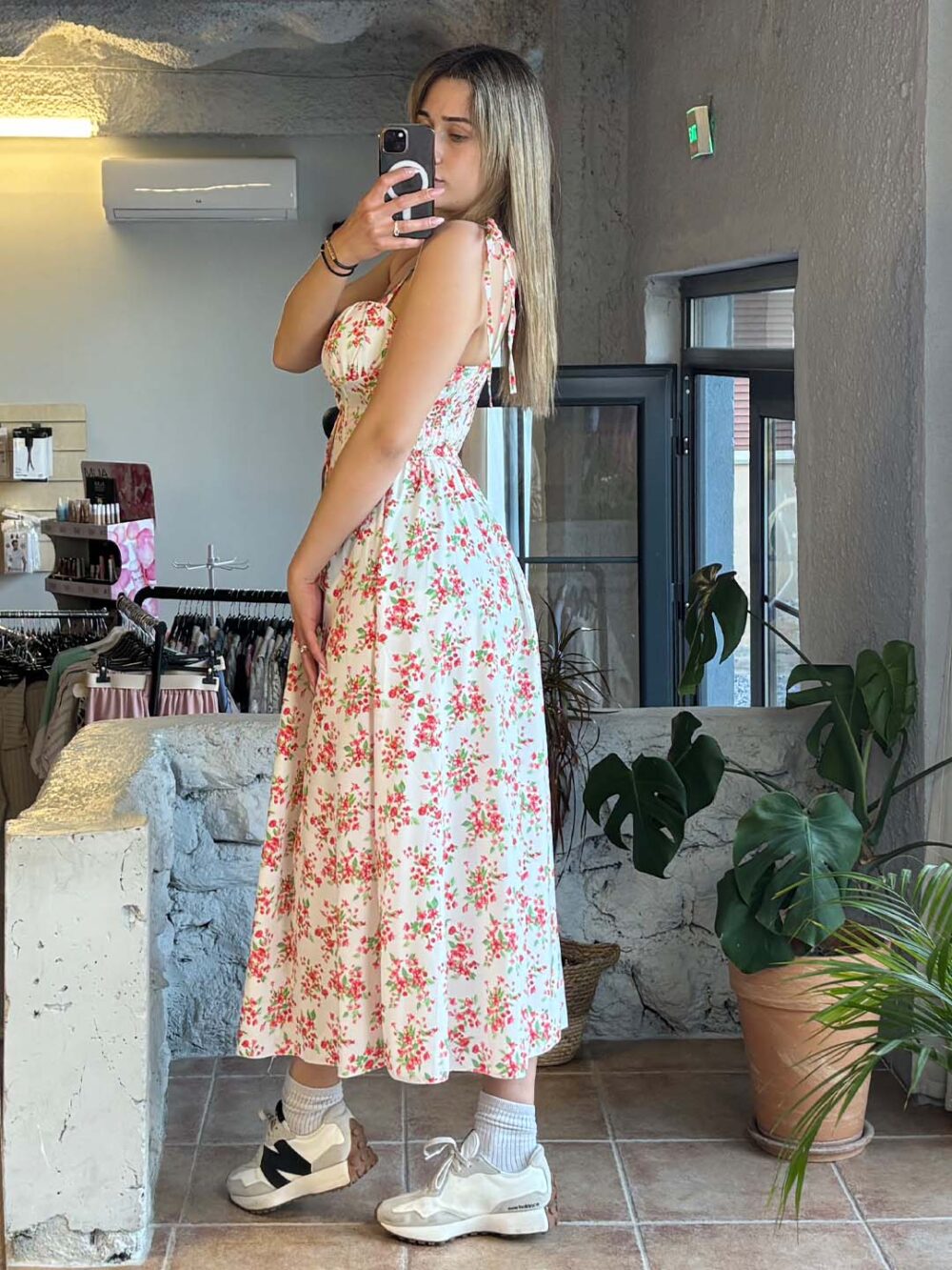 a floral forema midi kokkino 2
