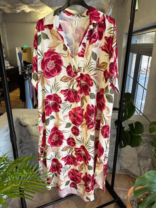 Φόρεμα Midi Plus Size Φλοράλ Κόκκινο