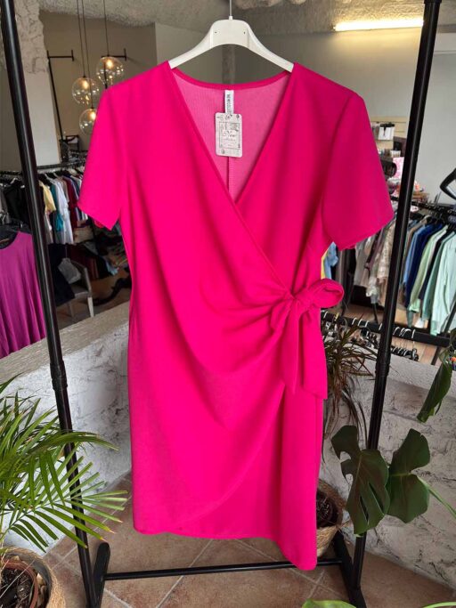 Φόρεμα Midi Plus Size Τύπου Κρουαζέ Φούξια