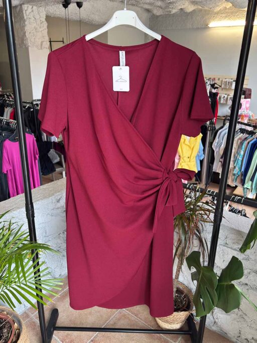 Φόρεμα Midi Plus Size Τύπου Κρουαζέ Μπορντό