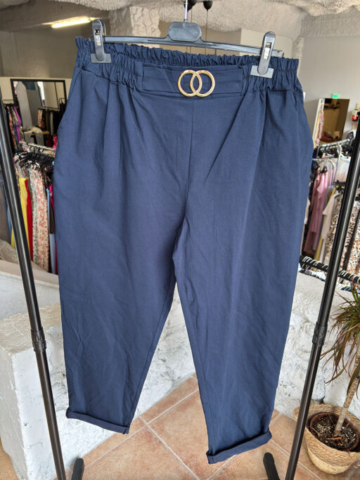 Παντελόνι Υφασμάτινο Extra Ελαστικό Με Τόκα Plus Size Μπλε Σκούρο