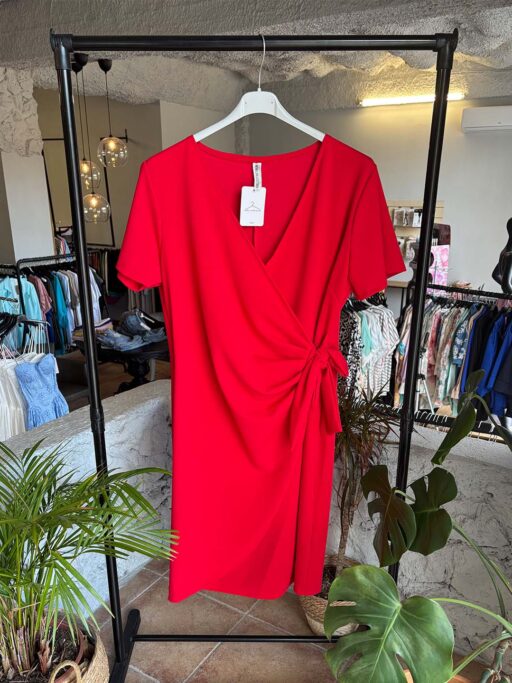 Φόρεμα Midi Plus Size Τύπου Κρουαζέ Κόκκινο