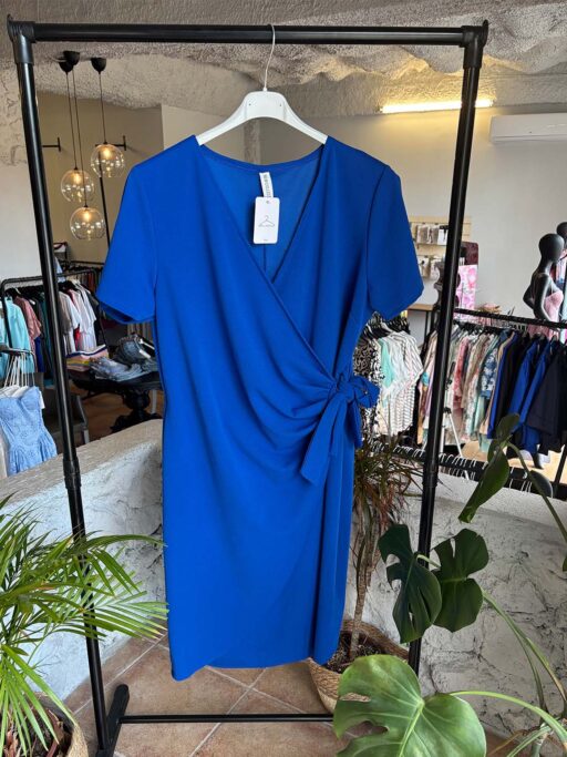 Φόρεμα Midi Plus Size Τύπου Κρουαζέ Μπλε Ηλεκτρίκ