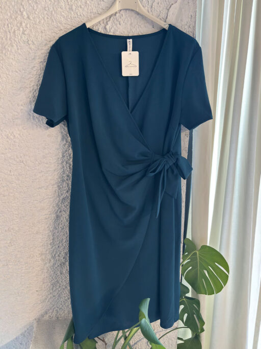 Φόρεμα Midi Plus Size Τύπου Κρουαζέ Πετρόλ