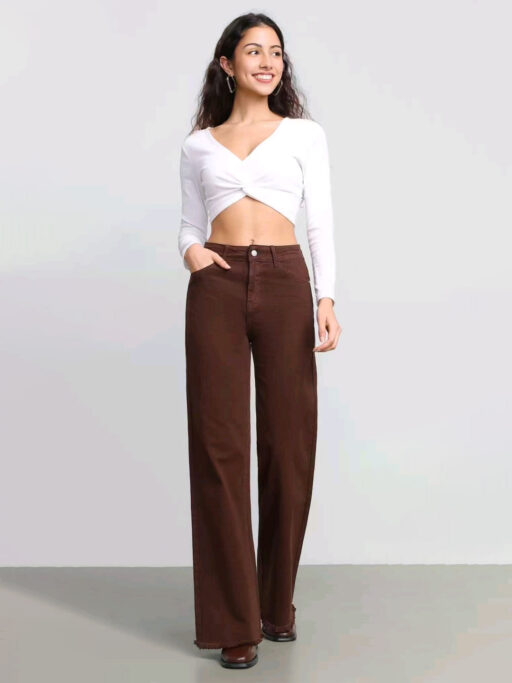 Τζιν Παντελόνι Σοκολά Wide Leg