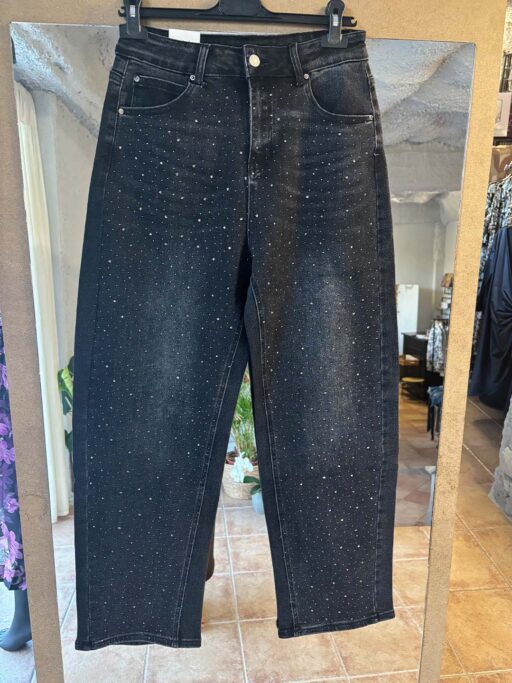 Τζιν Παντελόνι Baggy Balloon Μαύρο Με Strass