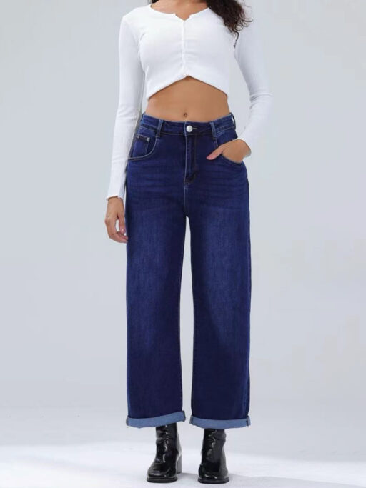 Τζιν Παντελόνι Wide Leg Μπλε Ελαστικό