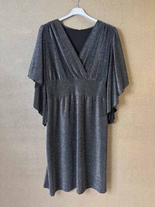 Φόρεμα Midi Ασημί Μεταλλιζέ Plus Size Κρουαζέ