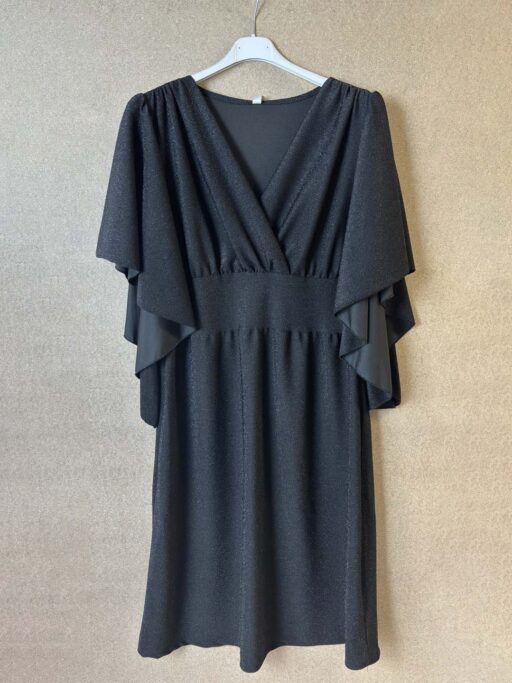 Φόρεμα Midi Μαύρο Μεταλλιζέ Plus Size Κρουαζέ