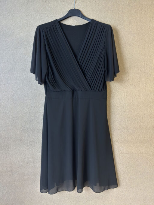 Φόρεμα Midi Μαύρο Plus Size Πλισέ Κρουαζέ