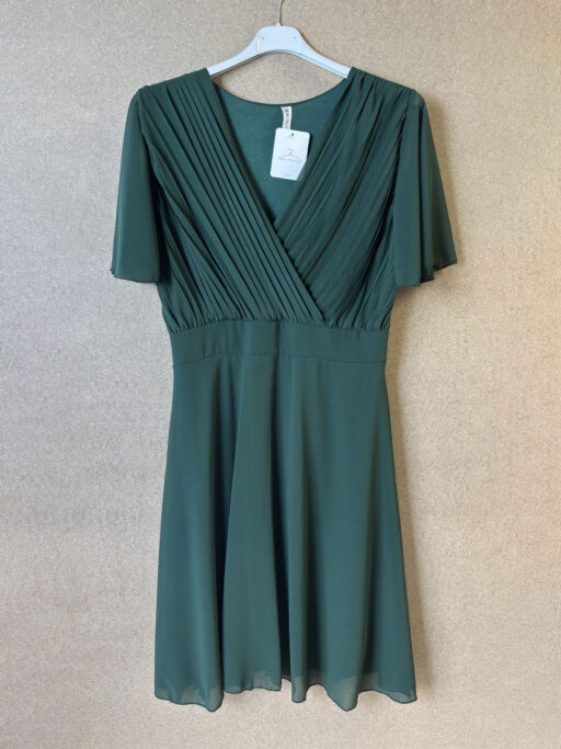 Φόρεμα Midi Κυπαρισσί Plus Size Πλισέ Κρουαζέ