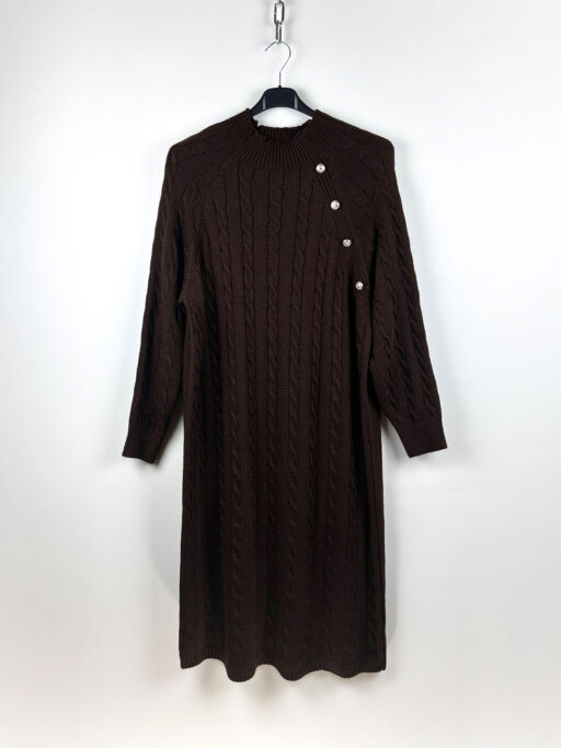 Πλεκτό Midi Φόρεμα Plus Size Με Κουμπιά