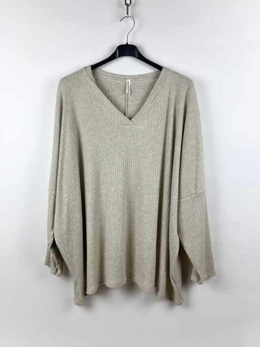 Μπλούζα Plus Size Oversized Ψιλό Πλεκτό Σε V