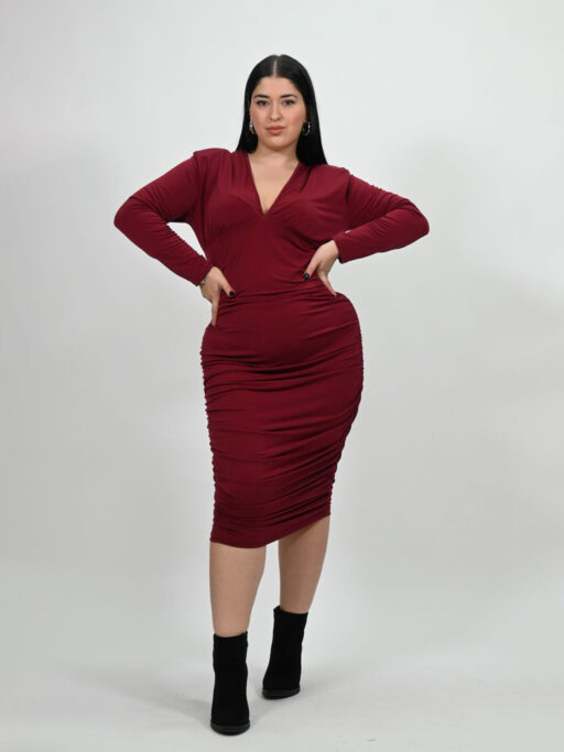 Φόρεμα Plus Size Με Σούρες Στο Πλαι Για Τέλεια Εφαρμογή "VOICE"