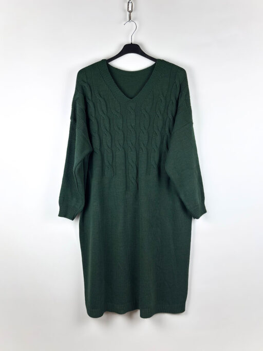 Πλεκτό Midi Φόρεμα Plus Size Με Γιακά V