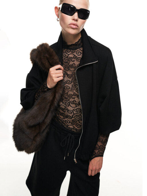 Τσάντα Γούνινη Σοκολά Με Επένδυση “LUMINA”