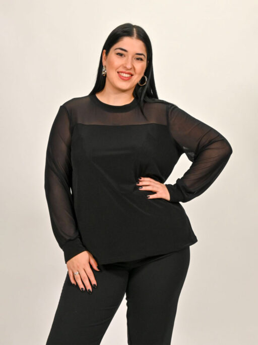 Μπλούζα Plus Size Με Διαφάνεια "VOICE"