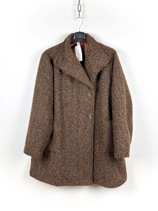 Παλτό Plus Size Μπουκλέ Με Ασημοκλωστή Και Κούμπωμα Στο Πλαι