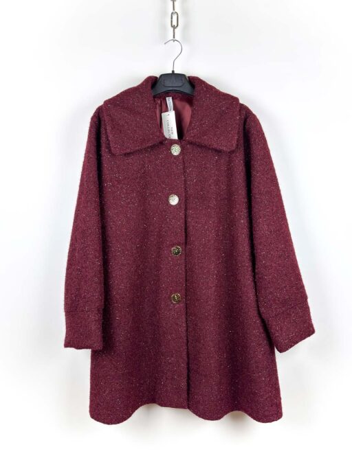 Παλτό Plus Size Μπουκλέ Με Ασημοκλωστή Και Χρυσά Κουμπιά