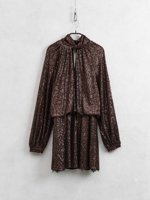 Φόρεμα Mini Με Παγιέτα Σοκολά "LUMINA"