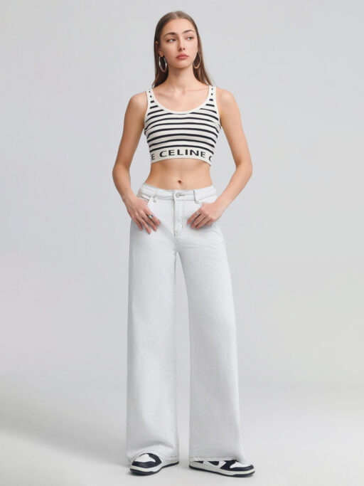 Παντελόνι Τζιν Wide Leg Λευκό Του Πάγου