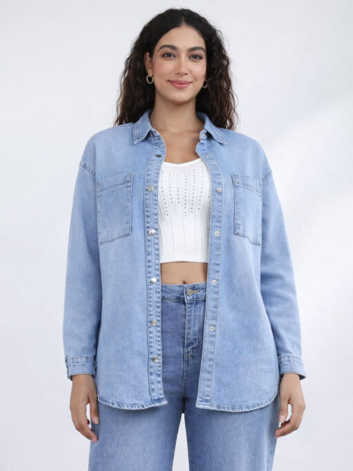 Πουκάμισο Τζιν Plus Size Oversized
