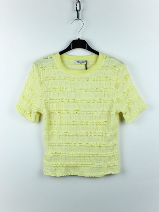 Μπλούζα Κοντομάνικη Ανάγλυφη Με Δαντέλα