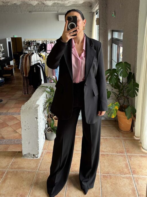 Κοστούμι Με Σακάκι Σε Ίσια Γραμμή & Παντελόνα Wide Leg