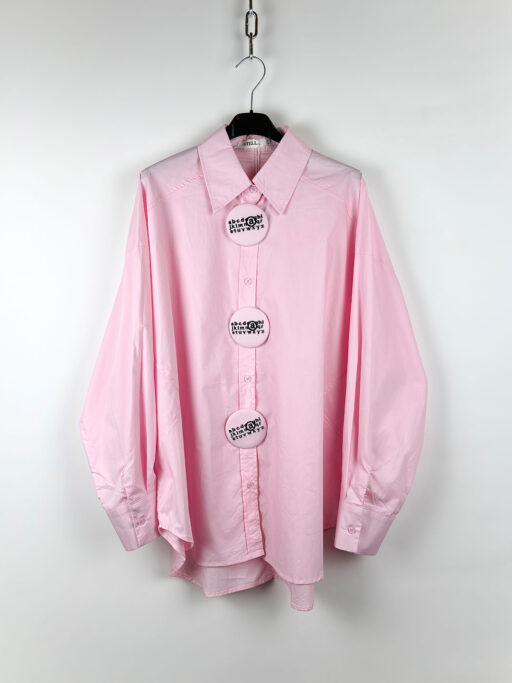 Statement Pins Oversized Πουκάμισο Με Κονκάρδες