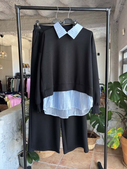 Layered Chic Σετ Φόρμας Με Γιακά & Λεπτομέρεια Πουκαμίσου