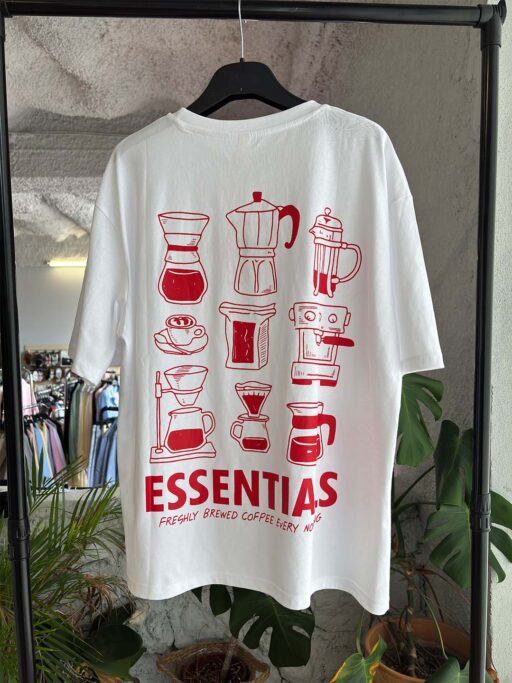 Coffee Mood Oversized T-Shirt – Red Print