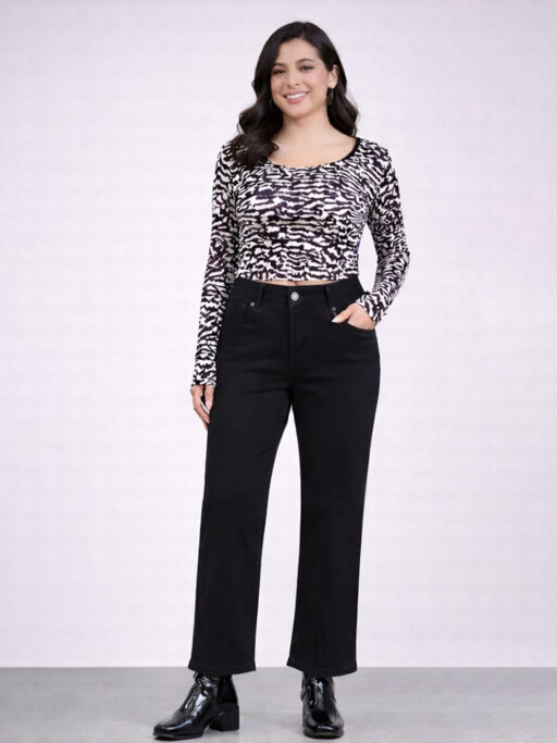 Τζιν Παντελόνι Straight Plus Size Μαύρο