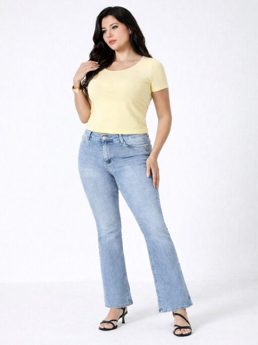 Τζιν Παντελόνι -5Kg Push up Καμπάνα Plus Size