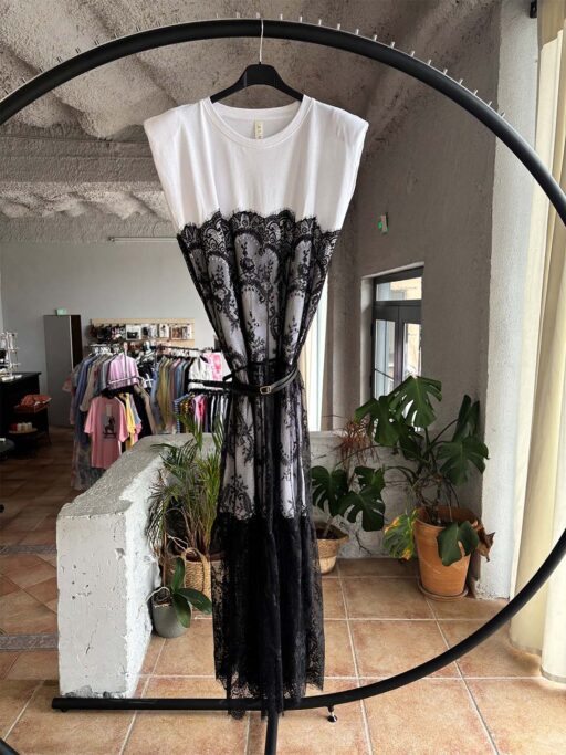 Elegant Lace Maxi Φόρεμα Με Ζώνη