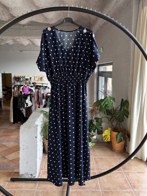 Polka Flow Plus Size Midi Φόρεμα