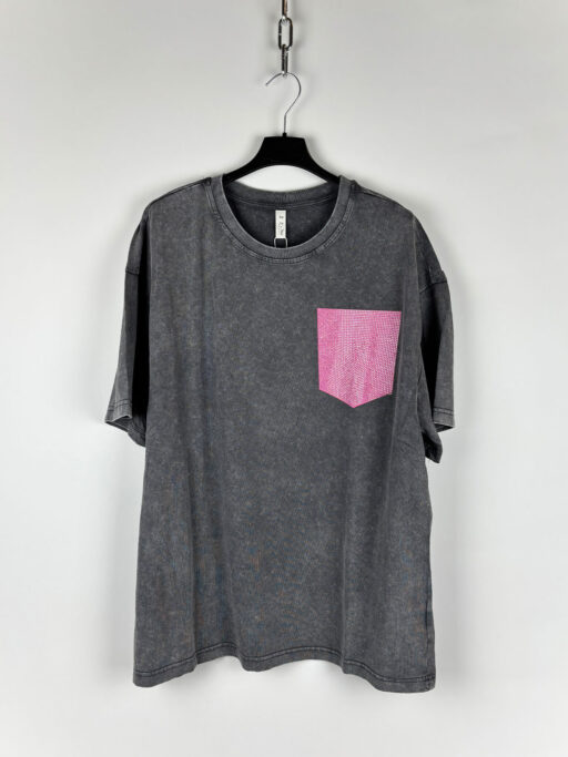 Sparkle Pocket Stonewash Oversized T-Shirt