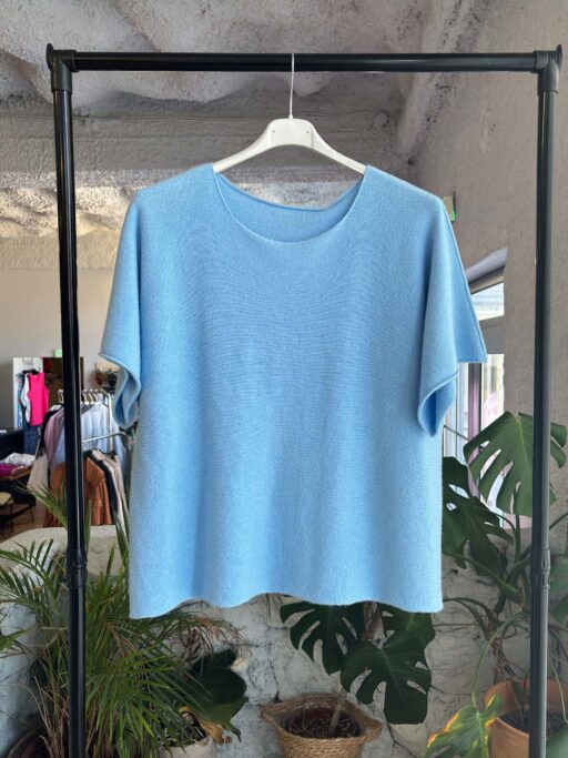 Πλεκτή Κοντομάνικη Soft Knit Plus Size Μπλούζα