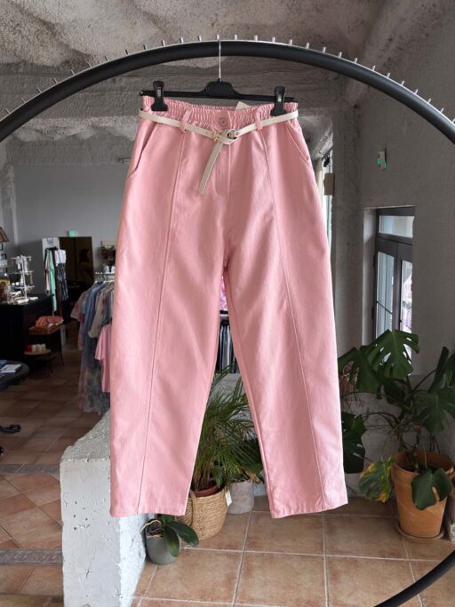 Chic Line Baggy Τζιν Παντελόνι Με Ζώνη