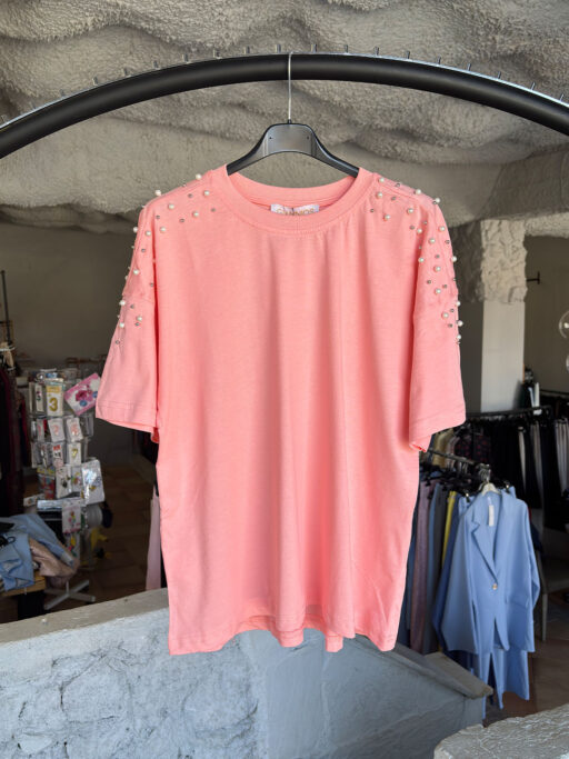 Oversized T-Shirt με Πέρλες “Pearl Touch”