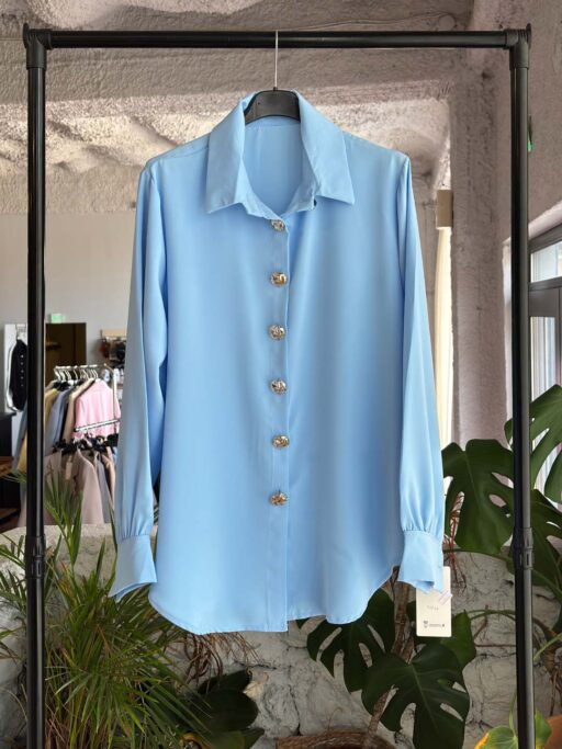 Golden Button Crepe Πουκάμισο