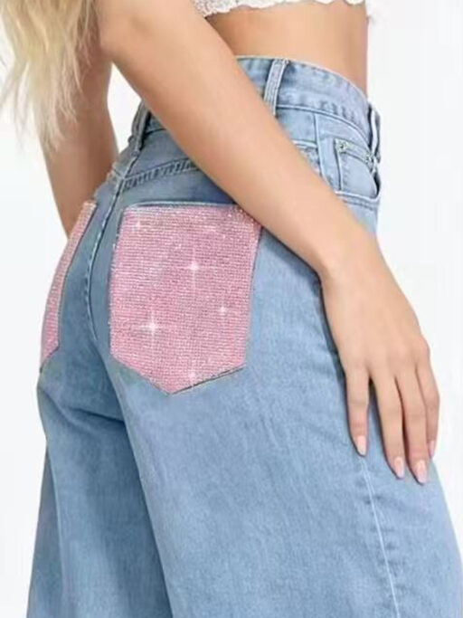 Sparkle Pocket Wide Leg Τζιν
