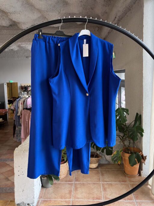 Plus Size Power Chic Σετ Κοστούμι Ηλεκτρίκ