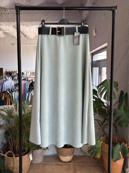 Elegant Flow Midi Φούστα Σουέτ Με Ζώνη