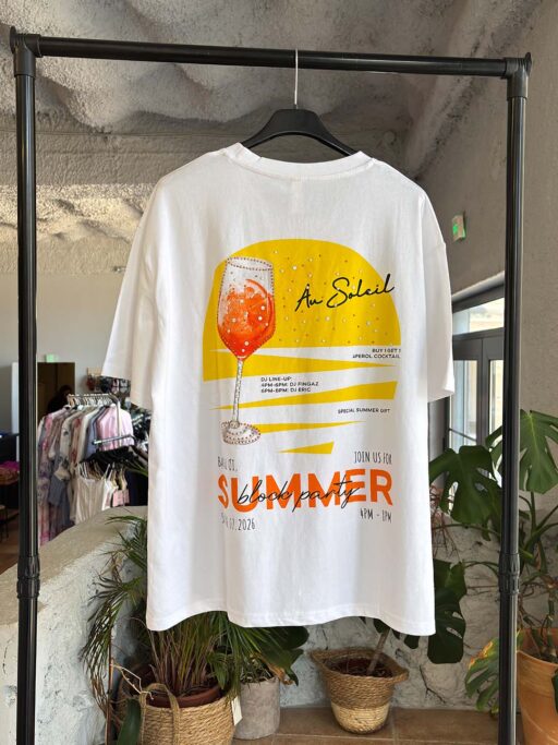 Summer Aperol Oversized T-Shirt με Strass