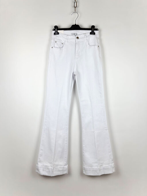 Plus Size Τζιν Παντελόνι Flare Καμπάνα -5Kg Λευκό