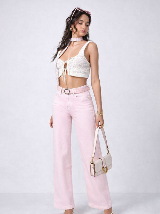 Soft Pink Flex Τζιν Με Ζώνη