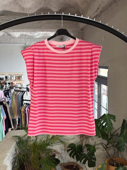 Chic Ριγέ Μπλουζάκι Με Βάτες